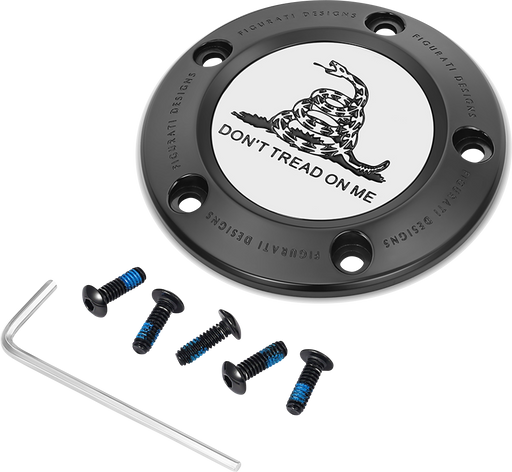 FIGURATI DESIGNS Timing Cover - 5 Hole - Don't Tread on Me - Black FD40-TC-5H-BLK