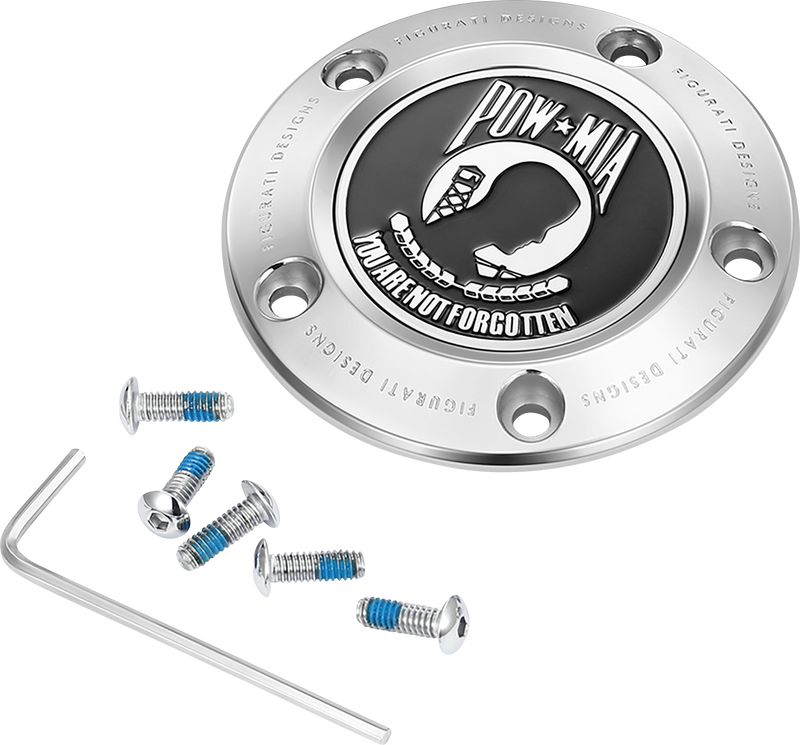 FIGURATI DESIGNS Timing Cover - 5 Hole - POW MIA - Stainless Steel FD50-TC-5H-SS