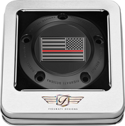 FIGURATI DESIGNS Timing Cover - 5 Hole - Red Line American Flag - Black FD75-TC-5H-BLK