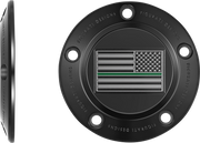 FIGURATI DESIGNS Timing Cover - 5 Hole - Green Line American Flag - Black FD72-TC-5H-BLK
