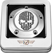 FIGURATI DESIGNS Timing Cover - 5 Hole - Skull - Contrast Cut - Stainless Steel FD27-TC-5H-SS