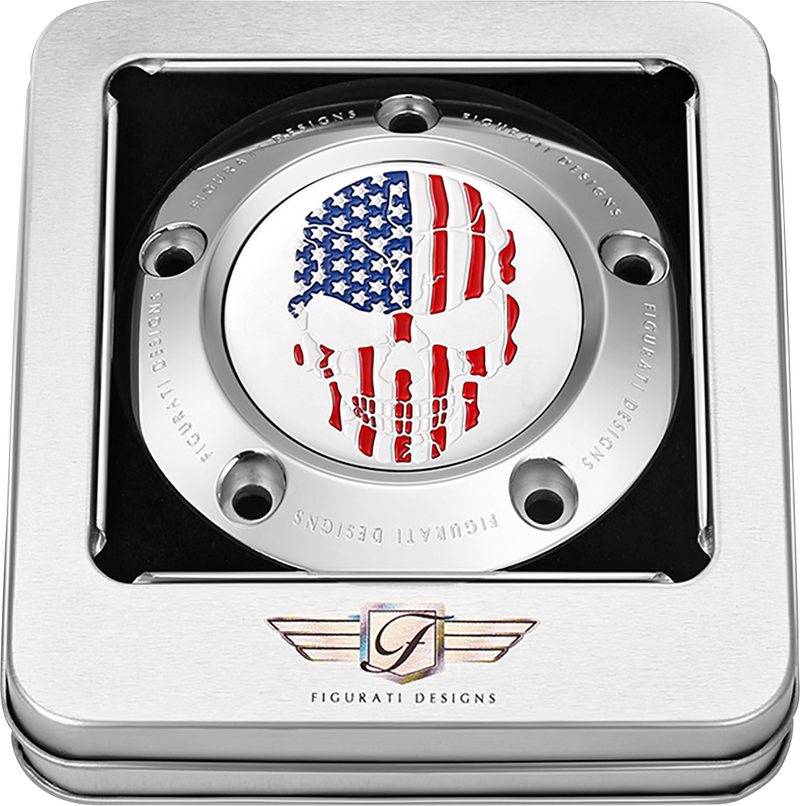 FIGURATI DESIGNS Timing Cover - 5 Hole - Skull - Stainless Steel FD24-TC-5H-SS
