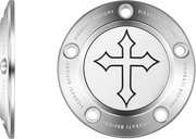 FIGURATI DESIGNS Timing Cover - 5 Hole - Cross - Stainless Steel FD41-TC-5H-SS