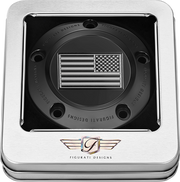 FIGURATI DESIGNS Timing Cover - 5 Hole - American Flag - Contrast Cut - Black FD26R-TC-5H-BLK