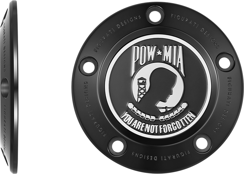 FIGURATI DESIGNS Timing Cover - 5 Hole - POW MIA - Black FD50-TC-5H-BLK
