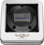 FIGURATI DESIGNS Timing Cover - 5 Hole - Blue Line American Flag - Black FD71-TC-5H-BLK