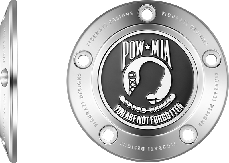 FIGURATI DESIGNS Timing Cover - 5 Hole - POW MIA - Stainless Steel FD50-TC-5H-SS