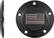 FIGURATI DESIGNS Timing Cover - 5 Hole - Red Line American Flag - Black FD75-TC-5H-BLK