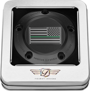 FIGURATI DESIGNS Timing Cover - 5 Hole - Green Line American Flag - Black FD72-TC-5H-BLK