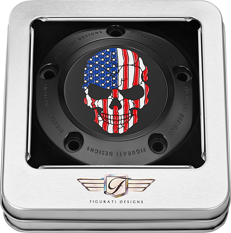FIGURATI DESIGNS Timing Cover - 5 Hole - Skull - Black FD25-TC-5H-BLK