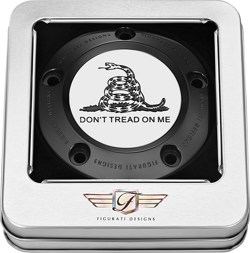 FIGURATI DESIGNS Timing Cover - 5 Hole - Don't Tread on Me - Black FD40-TC-5H-BLK