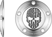 FIGURATI DESIGNS Timing Cover - 5 Hole - Skull - Contrast Cut - Stainless Steel FD27-TC-5H-SS