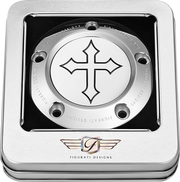 FIGURATI DESIGNS Timing Cover - 5 Hole - Cross - Stainless Steel FD41-TC-5H-SS