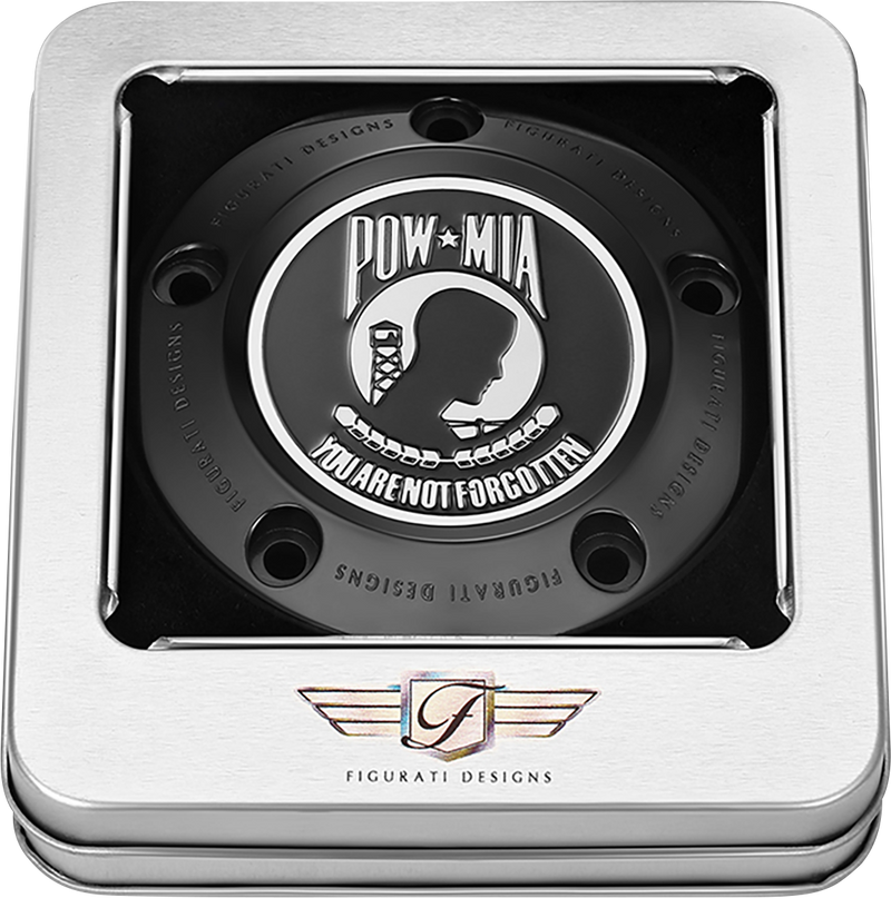FIGURATI DESIGNS Timing Cover - 5 Hole - POW MIA - Black FD50-TC-5H-BLK