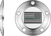 FIGURATI DESIGNS Timing Cover - 5 Hole - Green Line American Flag - Stainless Steel FD72-TC-5H-SS