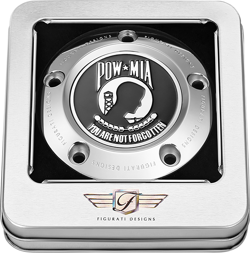 FIGURATI DESIGNS Timing Cover - 5 Hole - POW MIA - Stainless Steel FD50-TC-5H-SS