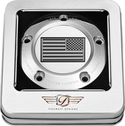 FIGURATI DESIGNS Timing Cover - 5 Hole - American Flag - Contrast Cut - Stainless Steel FD26R-TC-5H-SS