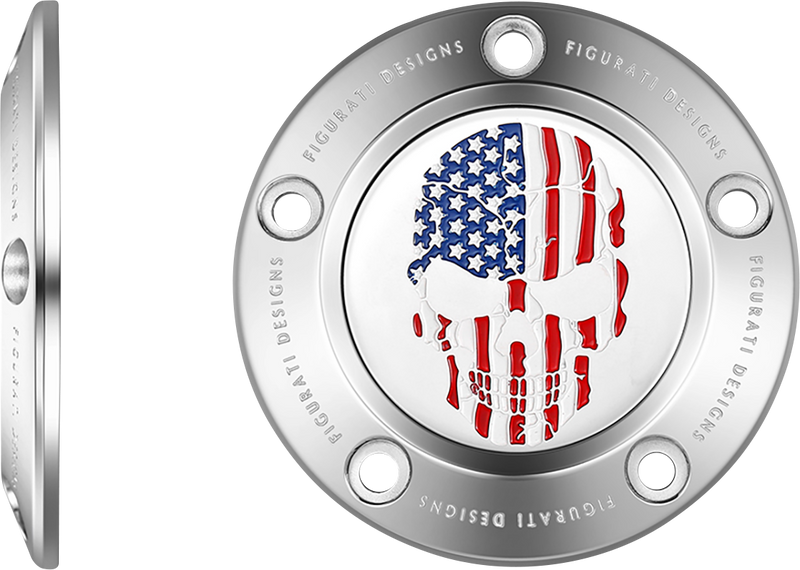 FIGURATI DESIGNS Timing Cover - 5 Hole - Skull - Stainless Steel FD24-TC-5H-SS