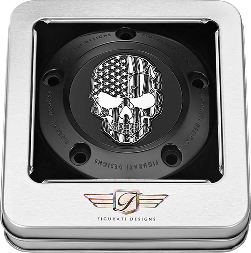 FIGURATI DESIGNS Timing Cover - 5 Hole - Skull - Contrast Cut - Black FD28-TC-5H-BLK