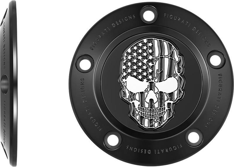 FIGURATI DESIGNS Timing Cover - 5 Hole - Skull - Contrast Cut - Black FD28-TC-5H-BLK