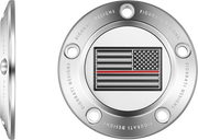 FIGURATI DESIGNS Timing Cover - 5 Hole - Red Line American Flag - Stainless Steel FD73-TC-5H-SS
