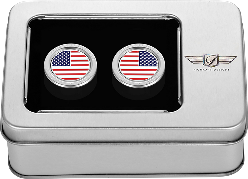 FIGURATI DESIGNS Docking Covers - American Flag - Short - Silver FD20-DC-2530-SS