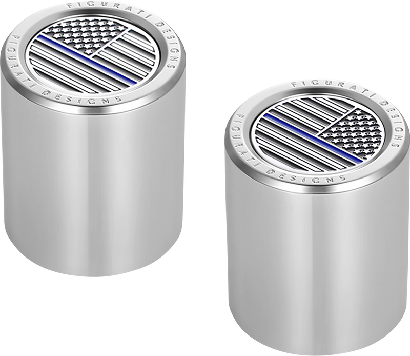 FIGURATI DESIGNS Docking Covers - American Flag - Blue Line - Short - Silver FD70-DC-2530-SS