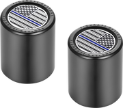 FIGURATI DESIGNS Docking Covers - American Flag - Blue Line - Short - Black FD71-DC-2530-BK