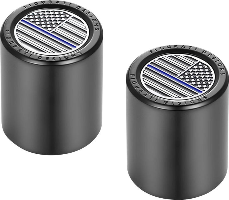 FIGURATI DESIGNS Docking Covers - American Flag - Blue Line - Short - Black FD71-DC-2530-BK