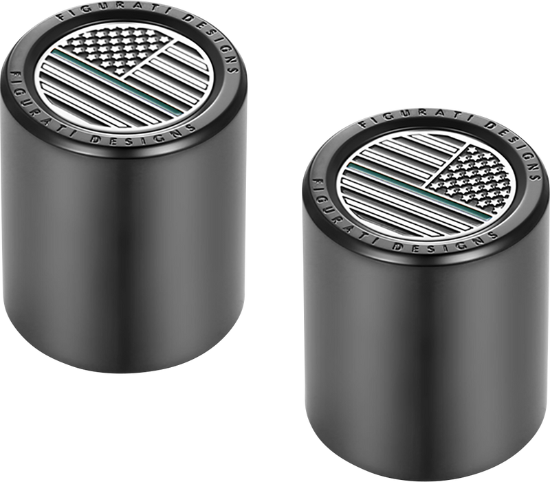 FIGURATI DESIGNS Docking Covers - American Flag - Green Line - Short - Black FD72-DC-2530-BK