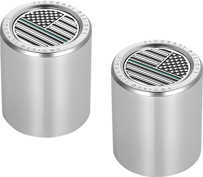 FIGURATI DESIGNS Docking Covers - American Flag - Green Line - Short - Silver FD72-DC-2530-SS