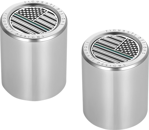 FIGURATI DESIGNS Docking Covers - American Flag - Green Line - Short - Silver FD72-DC-2530-SS