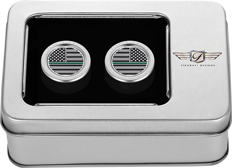 FIGURATI DESIGNS Docking Covers - American Flag - Green Line - Short - Silver FD72-DC-2530-SS