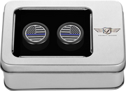 FIGURATI DESIGNS Docking Covers - American Flag - Blue Line - Short - Black FD71-DC-2530-BK