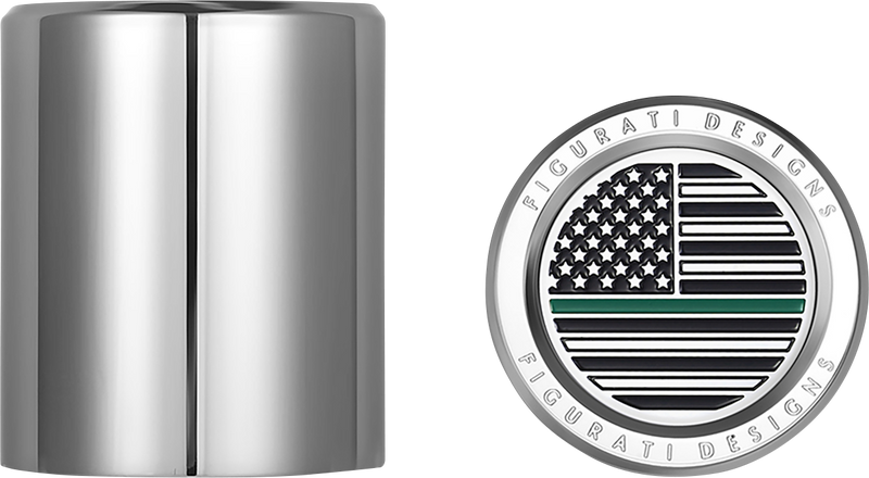 FIGURATI DESIGNS Docking Covers - American Flag - Green Line - Short - Silver FD72-DC-2530-SS