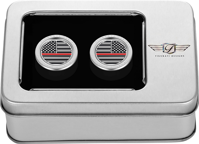 FIGURATI DESIGNS Docking Covers - American Flag - Red Line - Short - Silver FD73-DC-2530-SS