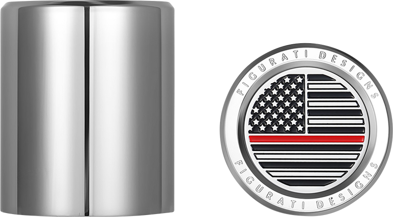 FIGURATI DESIGNS Docking Covers - American Flag - Red Line - Short - Silver FD73-DC-2530-SS