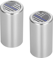 FIGURATI DESIGNS Docking Covers - American Flag - Blue Line - Long - Silver FD70-DC-2545-SS