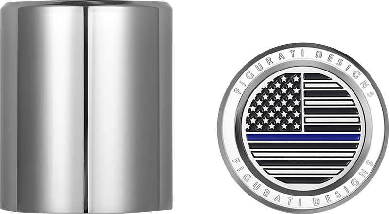 FIGURATI DESIGNS Docking Covers - American Flag - Blue Line - Short - Silver FD70-DC-2530-SS