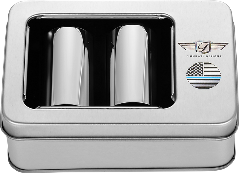 FIGURATI DESIGNS Docking Covers - American Flag - Blue Line - Long - Silver FD70-DC-2545-SS