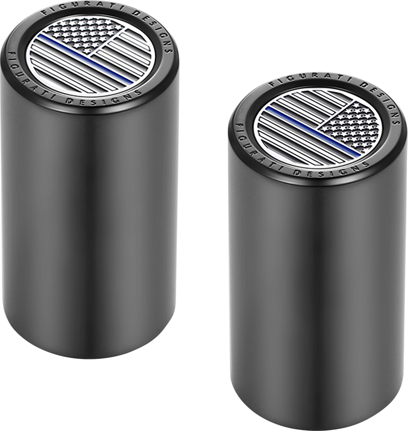 FIGURATI DESIGNS Docking Covers - American Flag - Blue Line - Long - Black FD71-DC-2545-BK