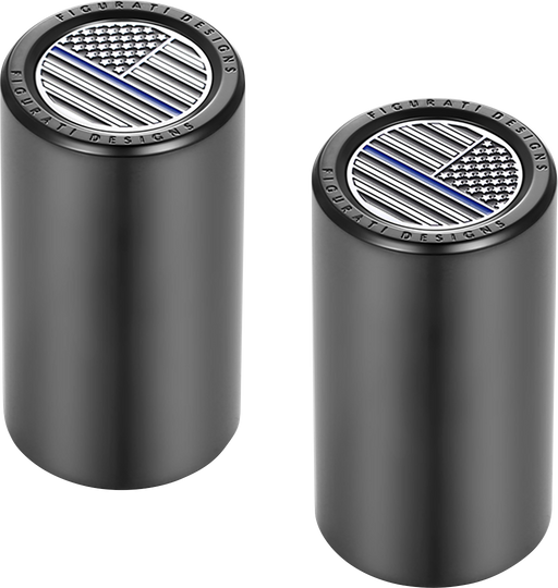 FIGURATI DESIGNS Docking Covers - American Flag - Blue Line - Long - Black FD71-DC-2545-BK