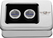 FIGURATI DESIGNS Docking Covers - American Flag - Blue Line - Short - Silver FD70-DC-2530-SS