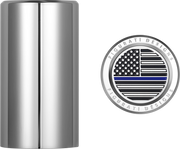 FIGURATI DESIGNS Docking Covers - American Flag - Blue Line - Long - Silver FD70-DC-2545-SS