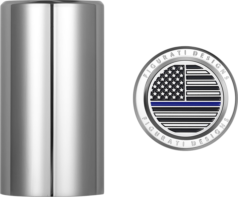 FIGURATI DESIGNS Docking Covers - American Flag - Blue Line - Long - Silver FD70-DC-2545-SS