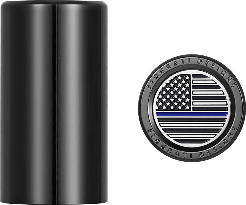 FIGURATI DESIGNS Docking Covers - American Flag - Blue Line - Long - Black FD71-DC-2545-BK