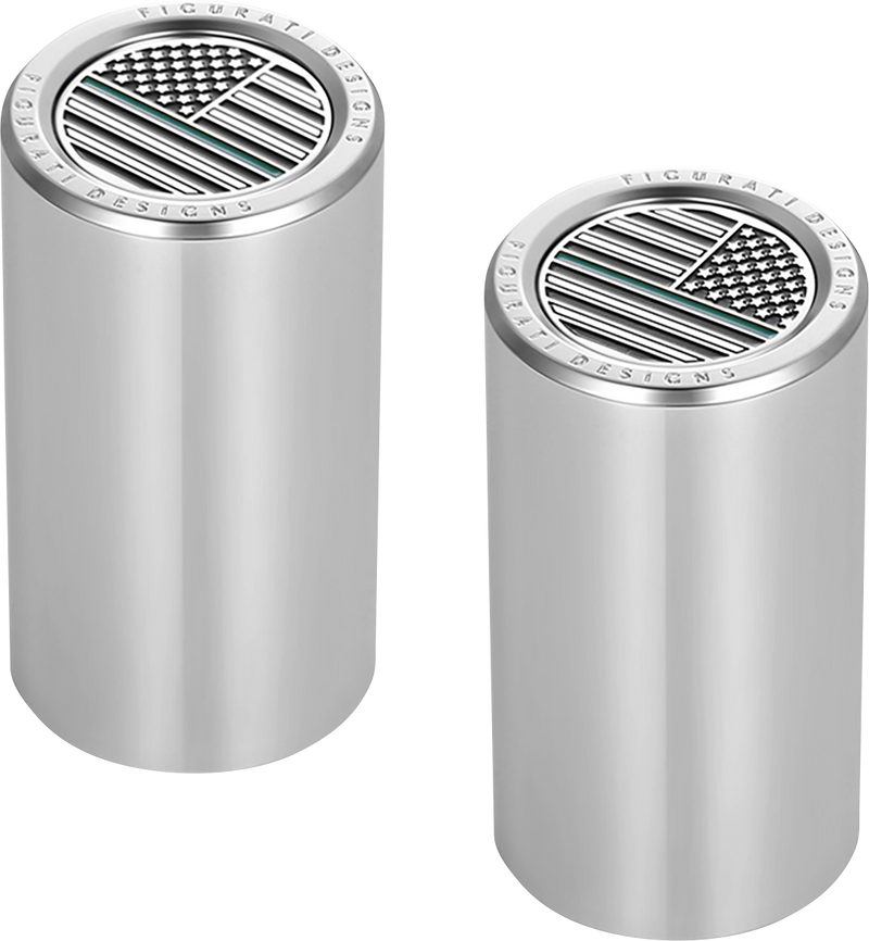 FIGURATI DESIGNS Docking Covers - American Flag - Green Line - Long - Silver FD72-DC-2545-SS