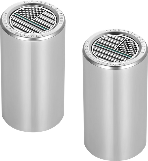 FIGURATI DESIGNS Docking Covers - American Flag - Green Line - Long - Silver FD72-DC-2545-SS