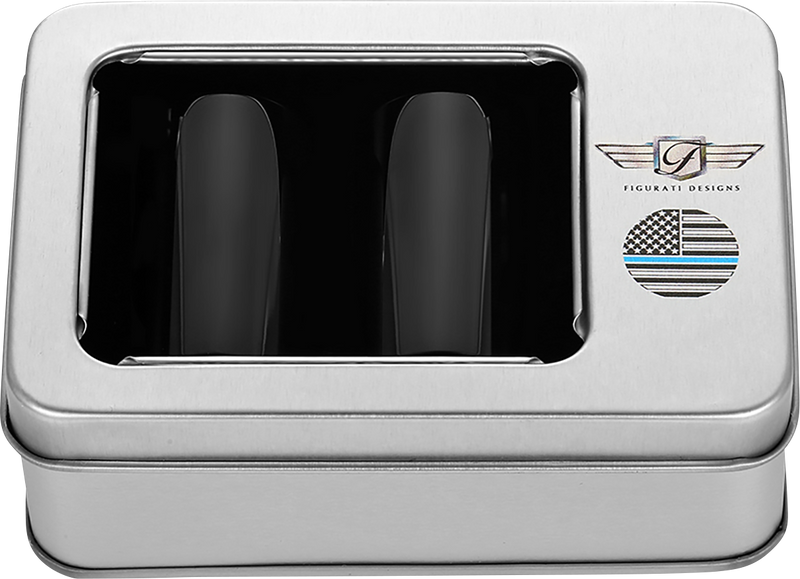 FIGURATI DESIGNS Docking Covers - American Flag - Blue Line - Long - Black FD71-DC-2545-BK