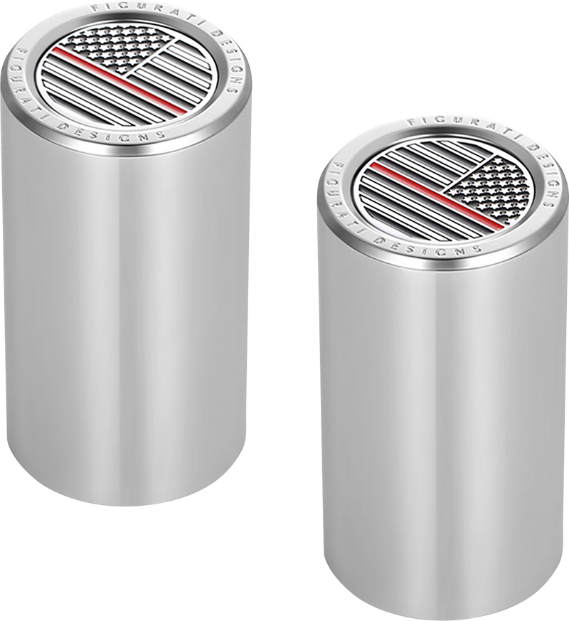 FIGURATI DESIGNS Docking Covers - American Flag - Red Line - Long - Silver FD73-DC-2545-SS